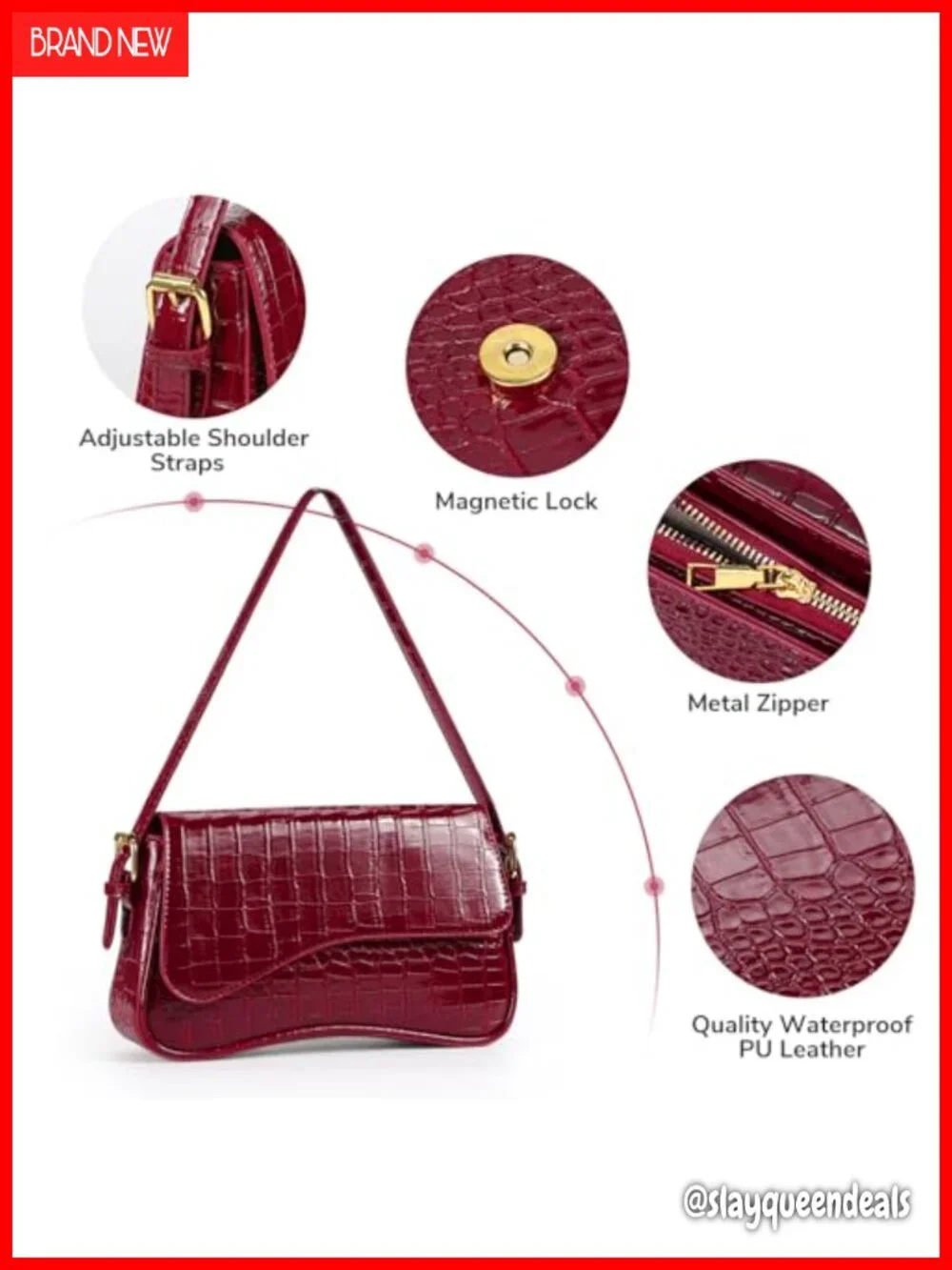 PU Leather Hobo Bag Y2K Crossbody Clutch with 2 Adjustable Straps Saddle Purse